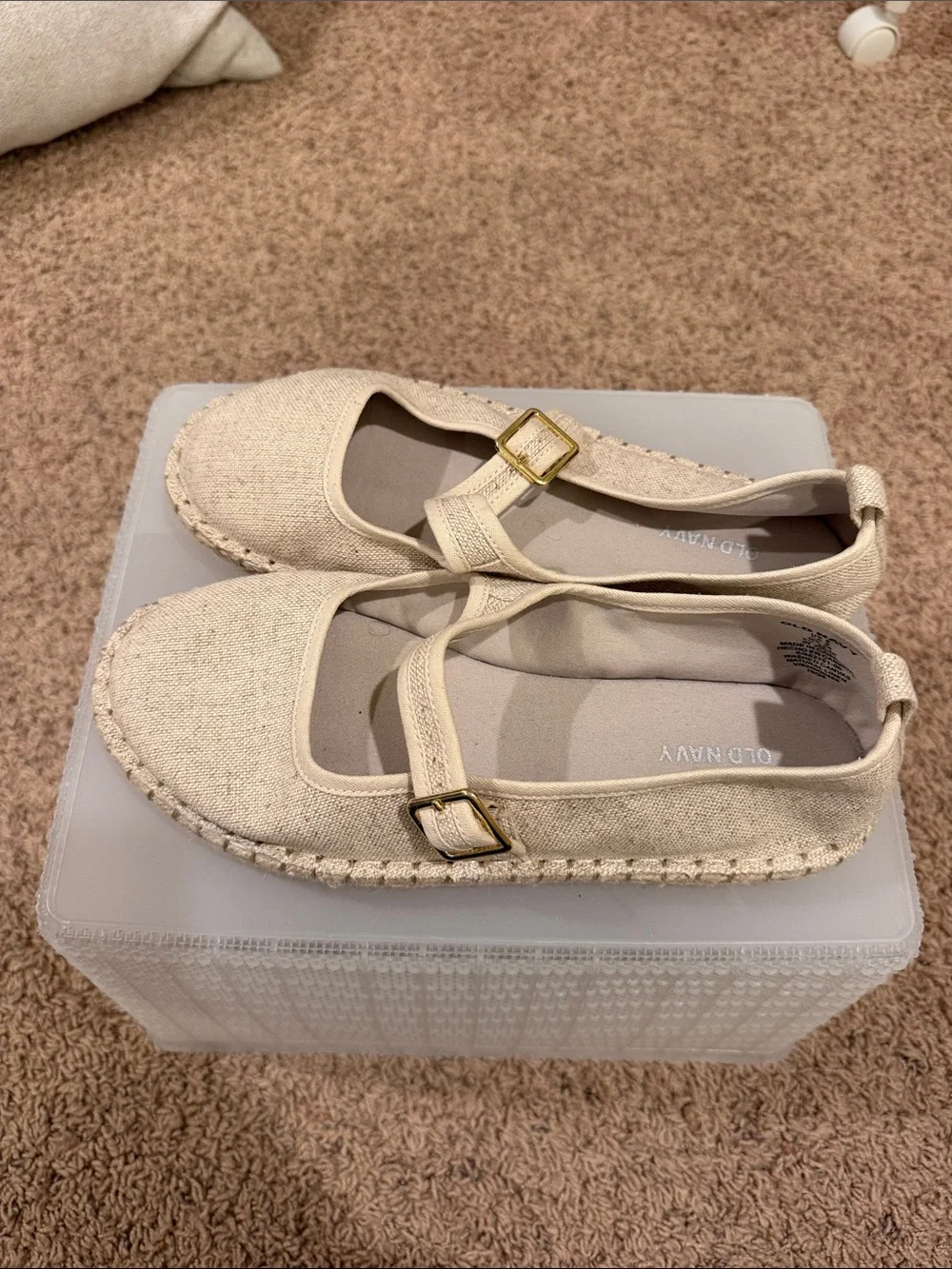 Old Navy Beige Mary Jane Espadrille Flats with Buckle